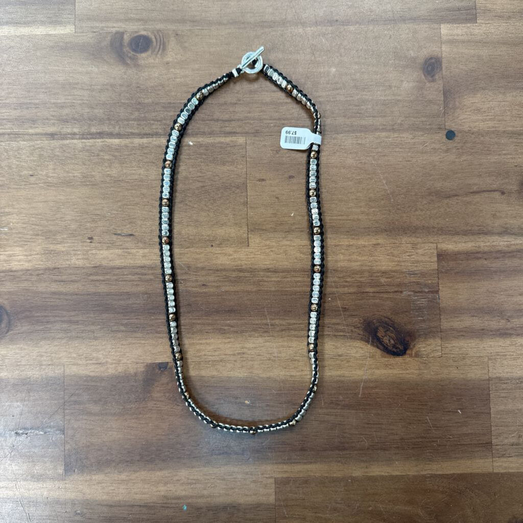 Black/ Silver Bead Wrap Bracelet
