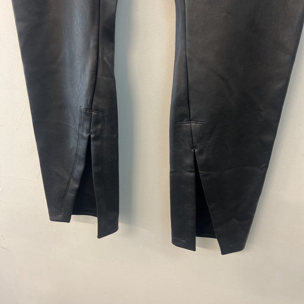 Spanx Black Leather Like Front Slit Pull On Pants Extra Large
