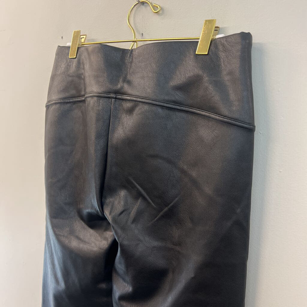 Spanx Black Leather Like Front Slit Pull On Pants Extra Large