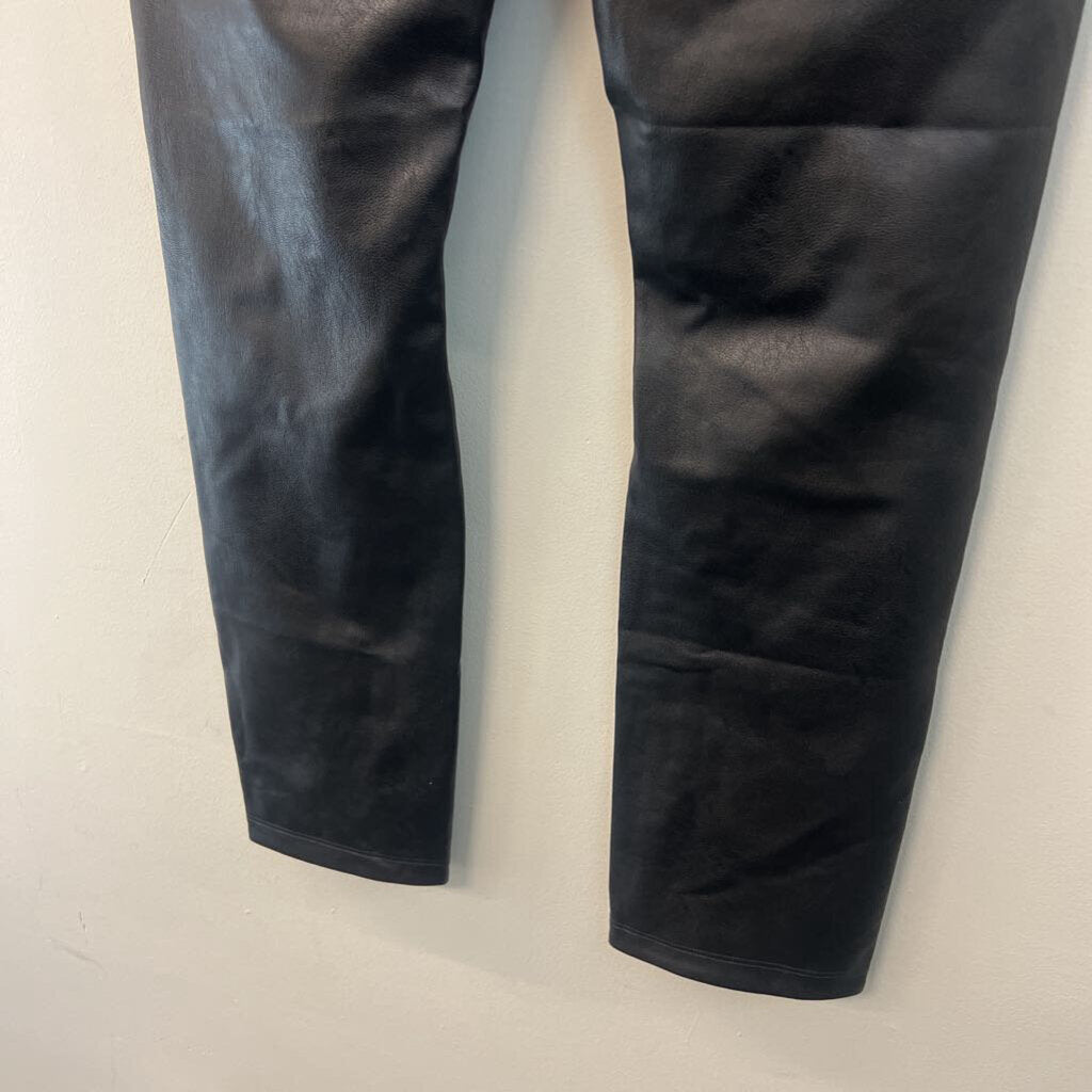 Spanx Black Leather Like Front Slit Pull On Pants Extra Large