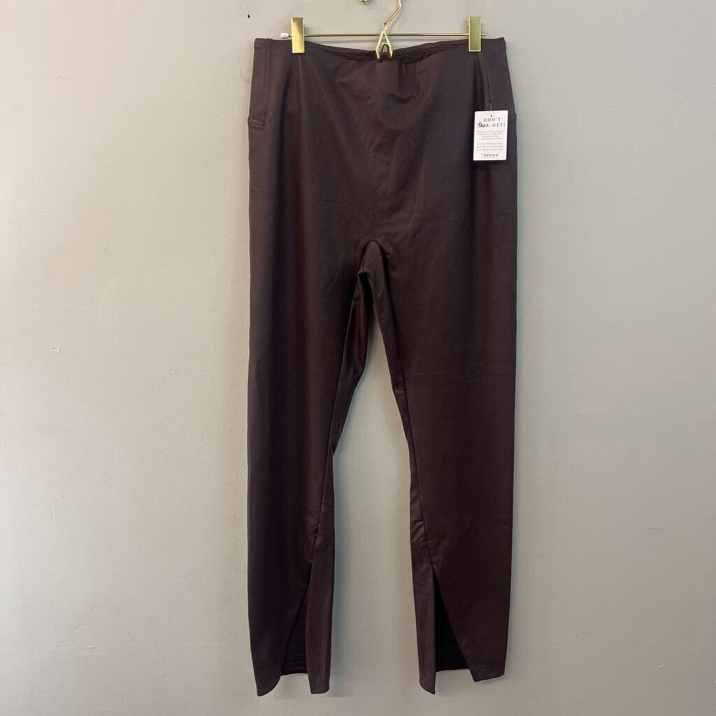 Spanx Brown Leather Like Front Slit Pull On Pants Extra Large