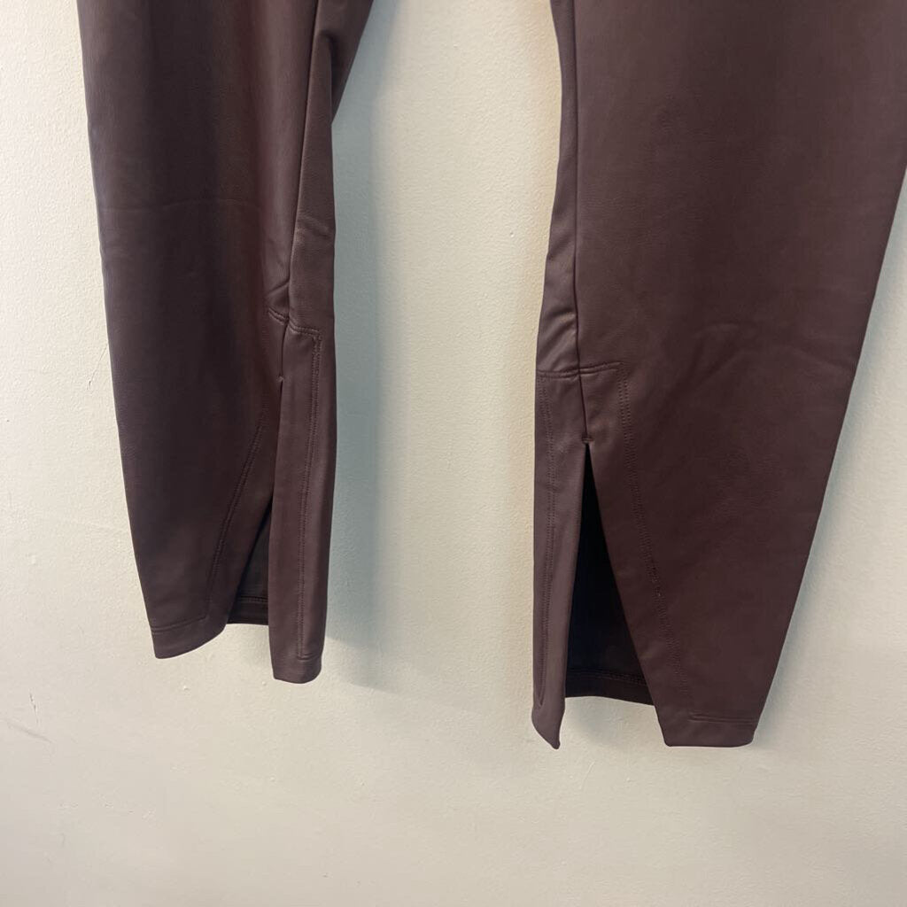Spanx Brown Leather Like Front Slit Pull On Pants Extra Large