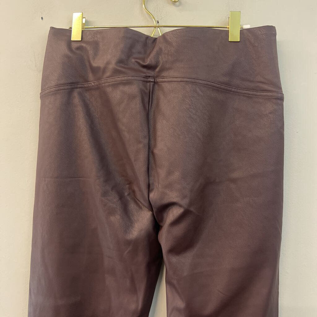 Spanx Brown Leather Like Front Slit Pull On Pants Extra Large
