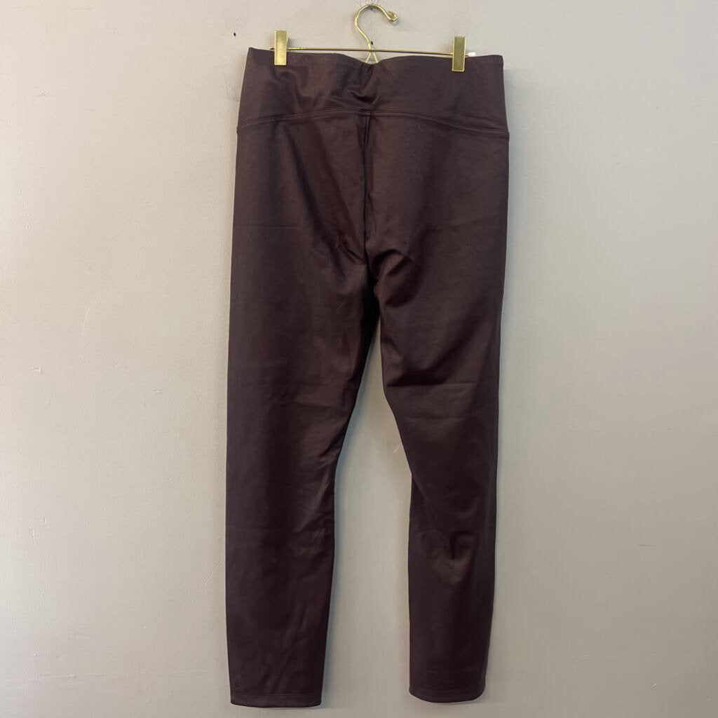 Spanx Brown Leather Like Front Slit Pull On Pants Extra Large