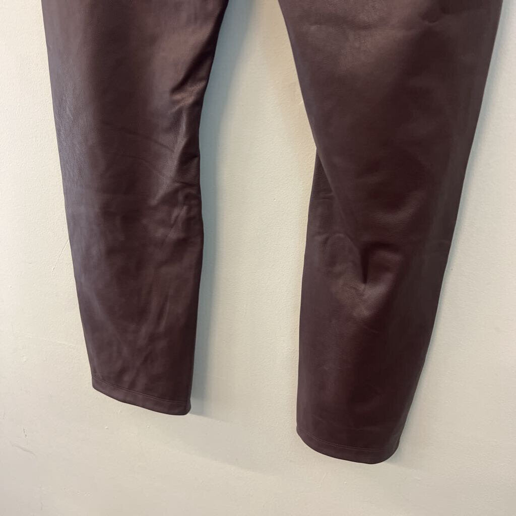 Spanx Brown Leather Like Front Slit Pull On Pants Extra Large