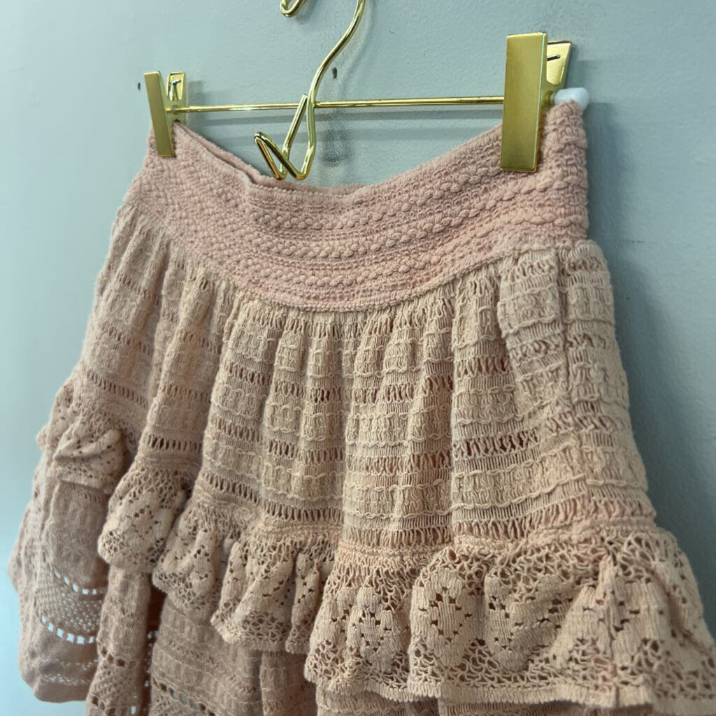 Aerie Pink Layered Lace Skirt Small