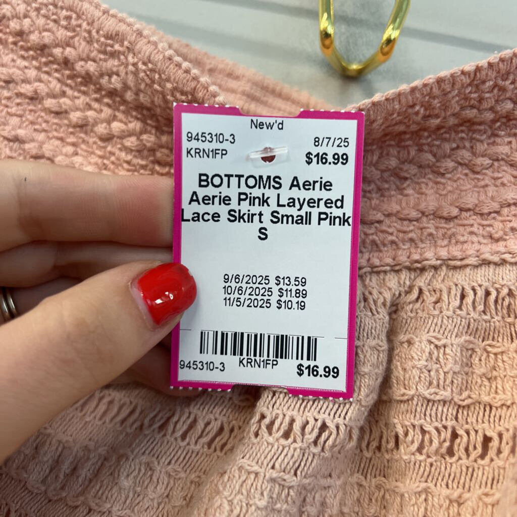 Aerie Pink Layered Lace Skirt Small