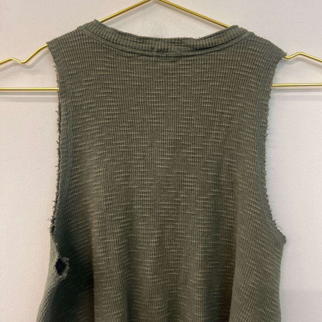 Aerie Green Textured Cropped Tank Top Medium