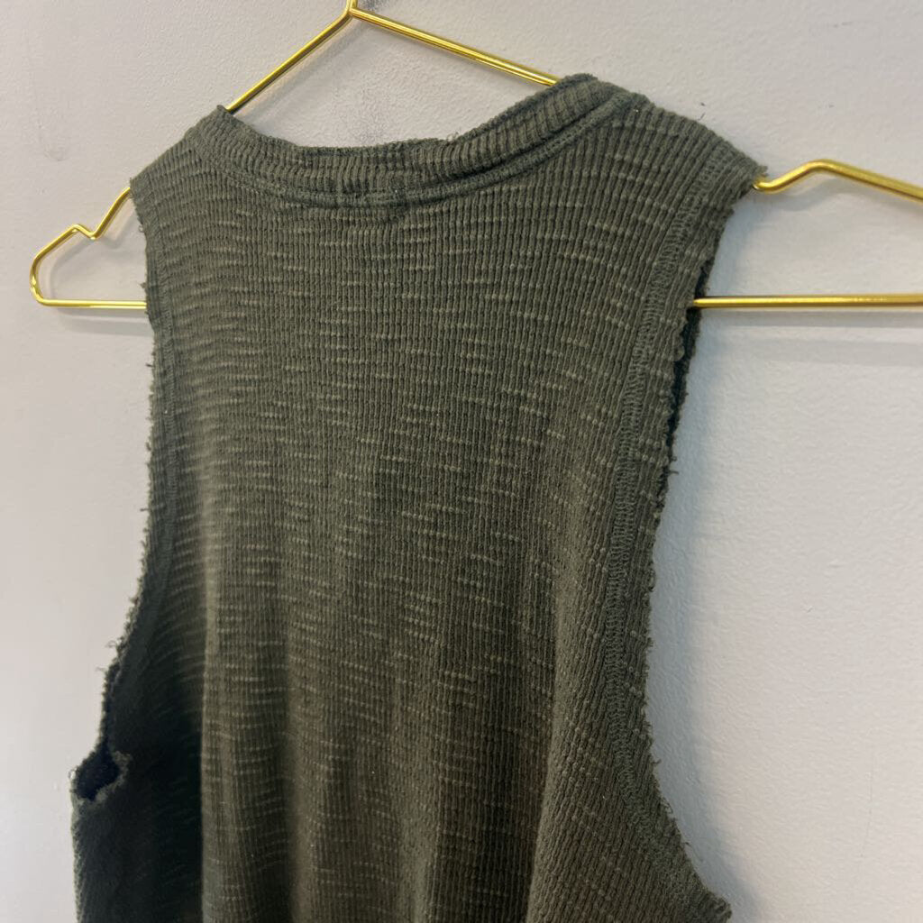 Aerie Green Textured Cropped Tank Top Medium