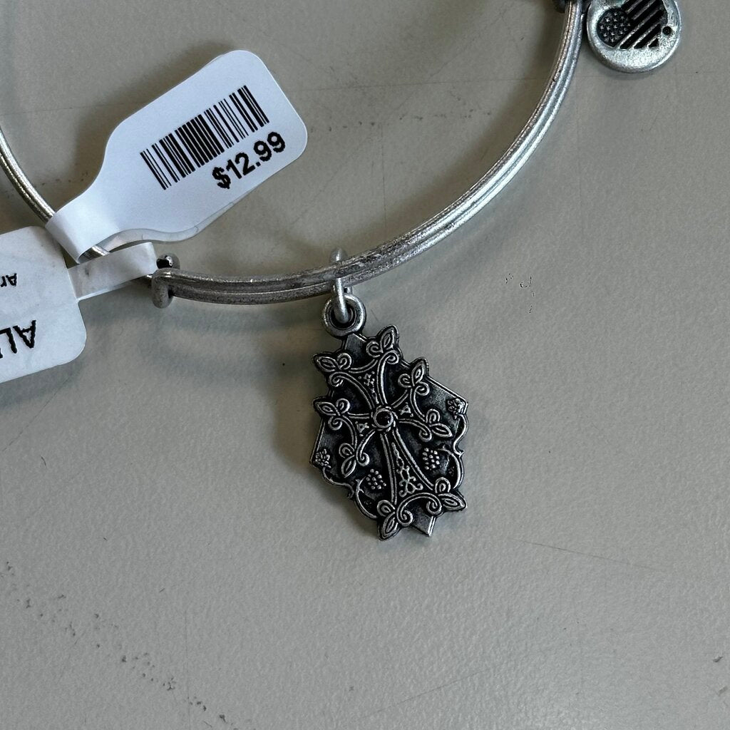 Alex and Ani Silver Armenian Cross Charm Bangle Bracelet
