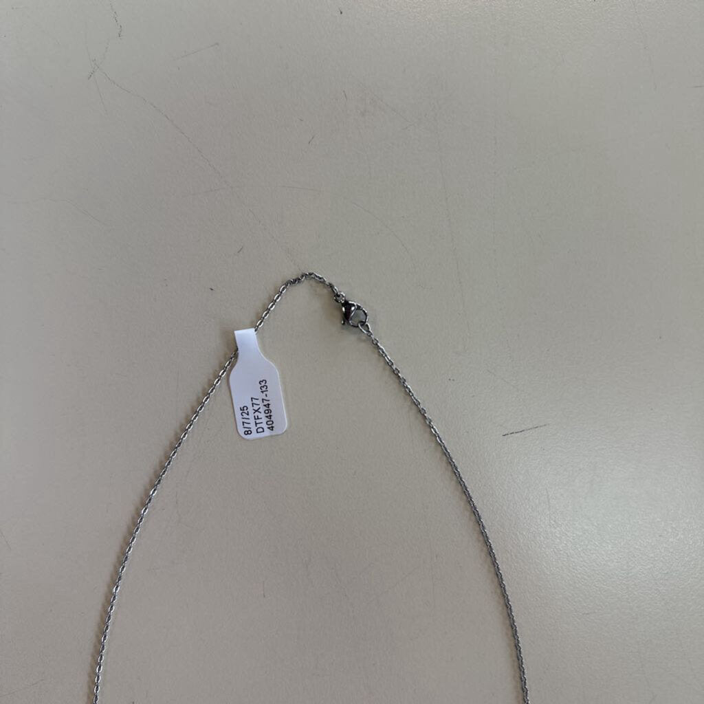 Silver/ Black Bead Pendant Necklace