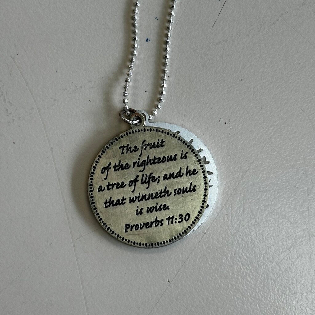 Silver Proverbs 11:30 Tree Pendant Necklace