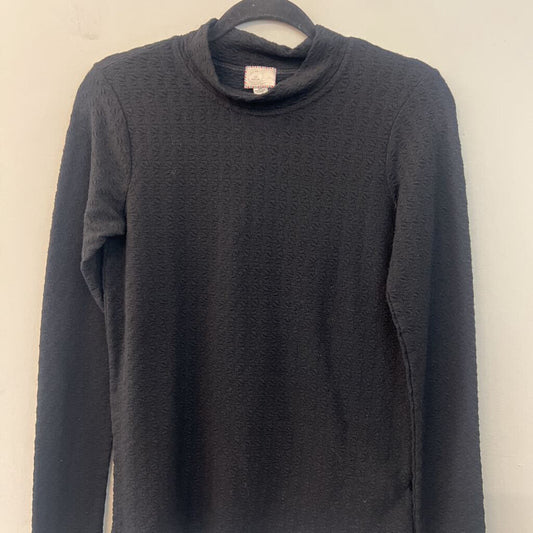 Anthropologie Black Textured Long Sleeve Mock Neck Top Medium