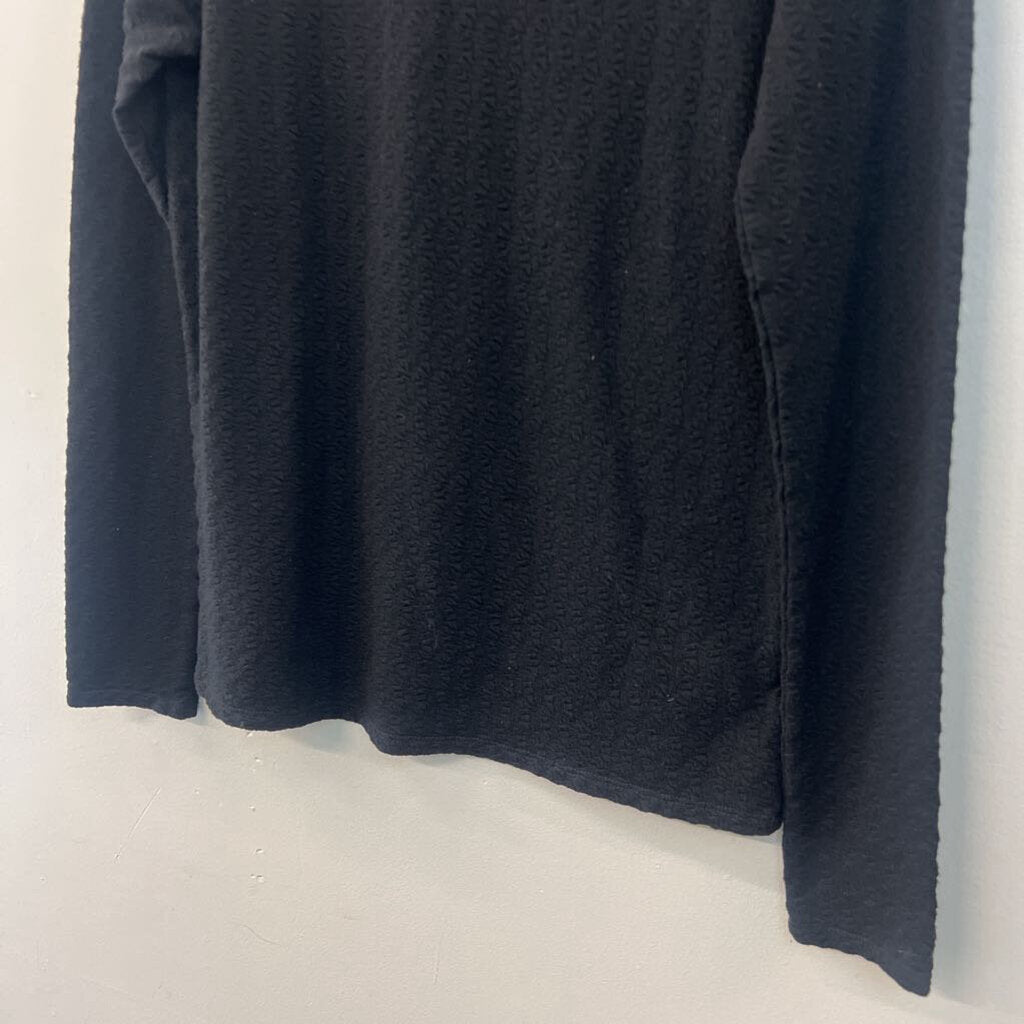 Anthropologie Black Textured Long Sleeve Mock Neck Top Medium
