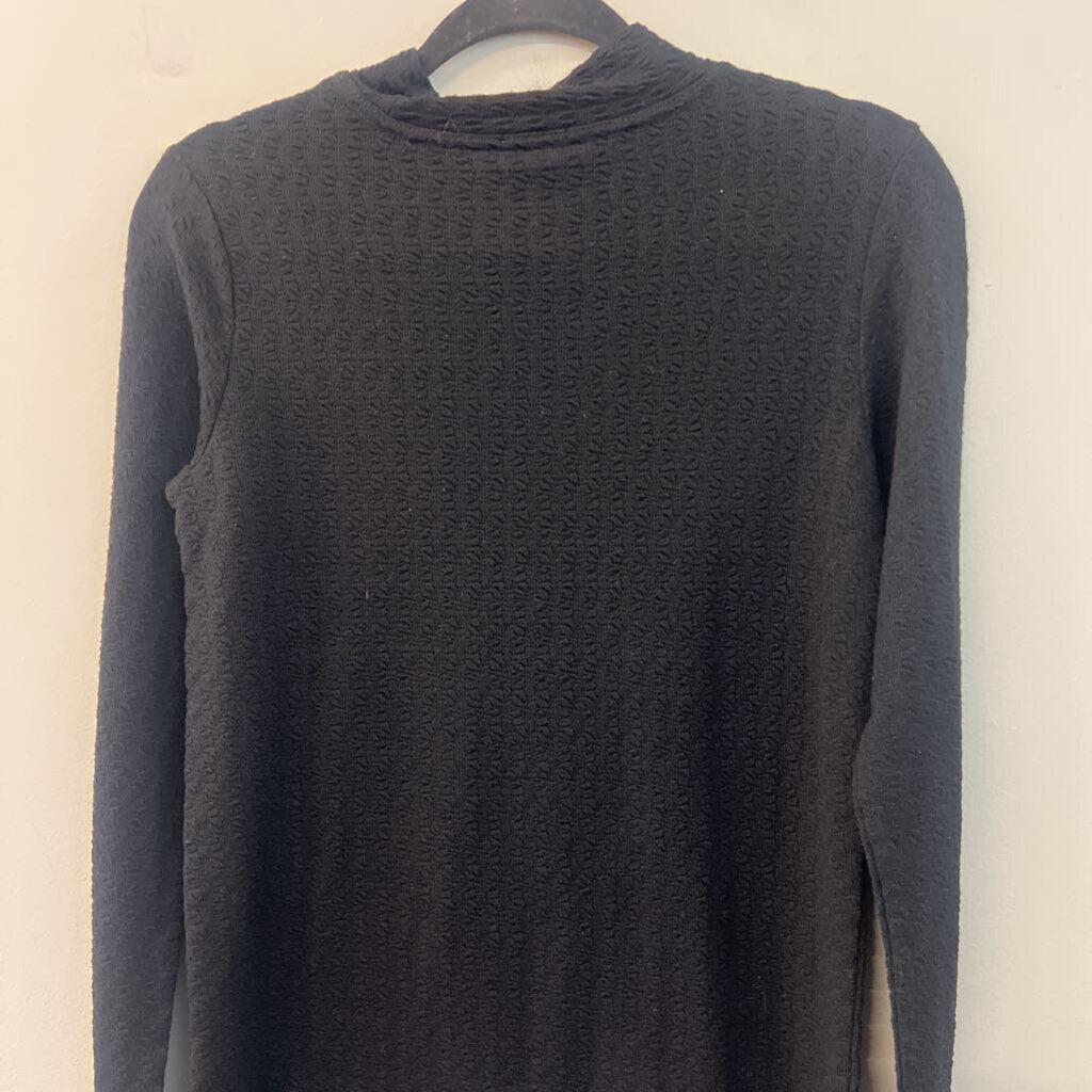 Anthropologie Black Textured Long Sleeve Mock Neck Top Medium