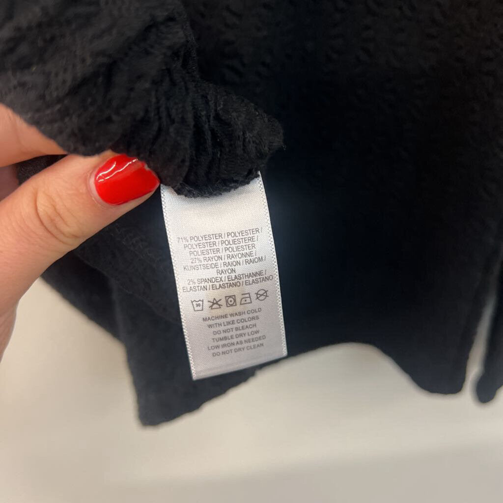 Anthropologie Black Textured Long Sleeve Mock Neck Top Medium