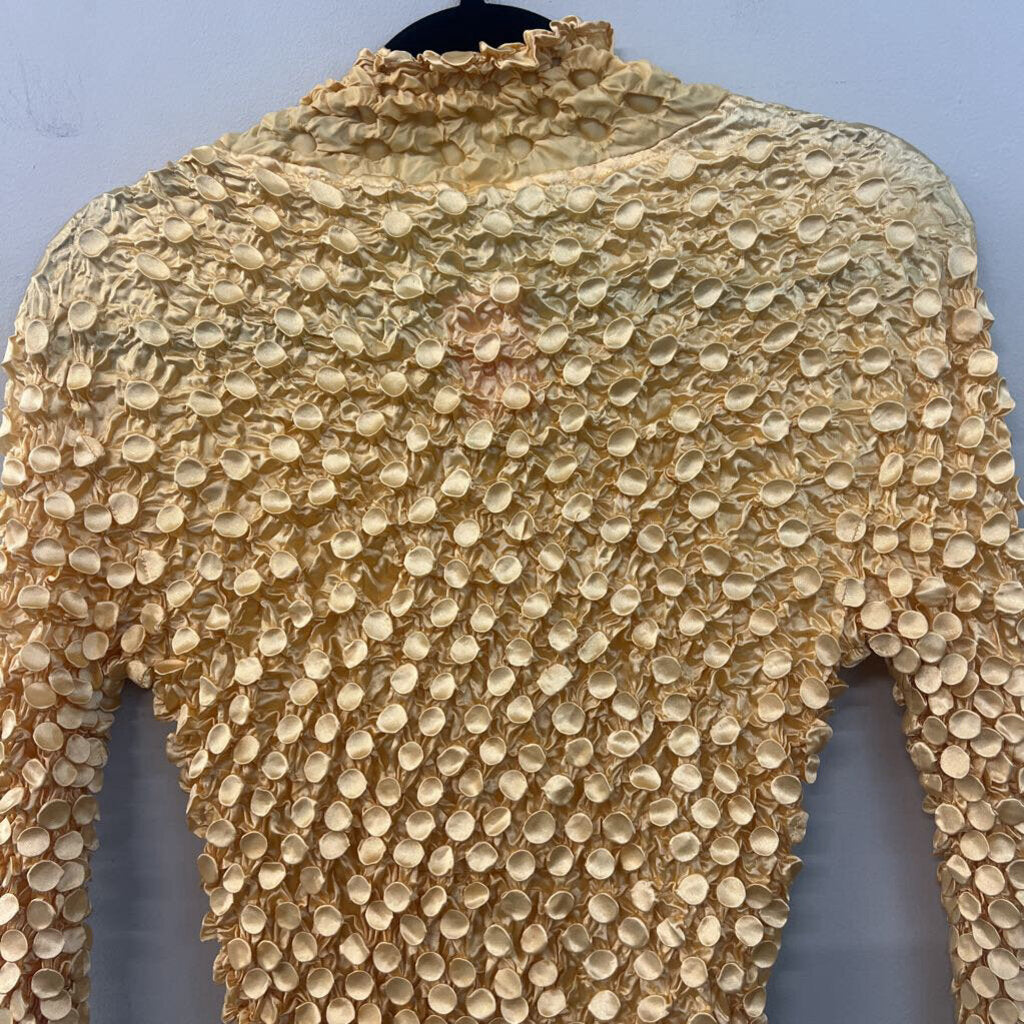 Yellow Textured Stretchy Long Sleeve Top One Size