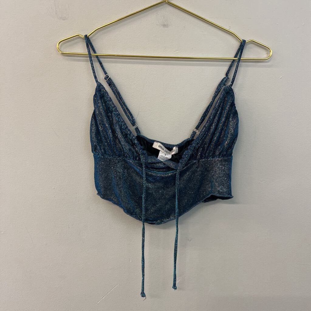Urban Outfitters Blue Shimmer Cropped Tank Top Small