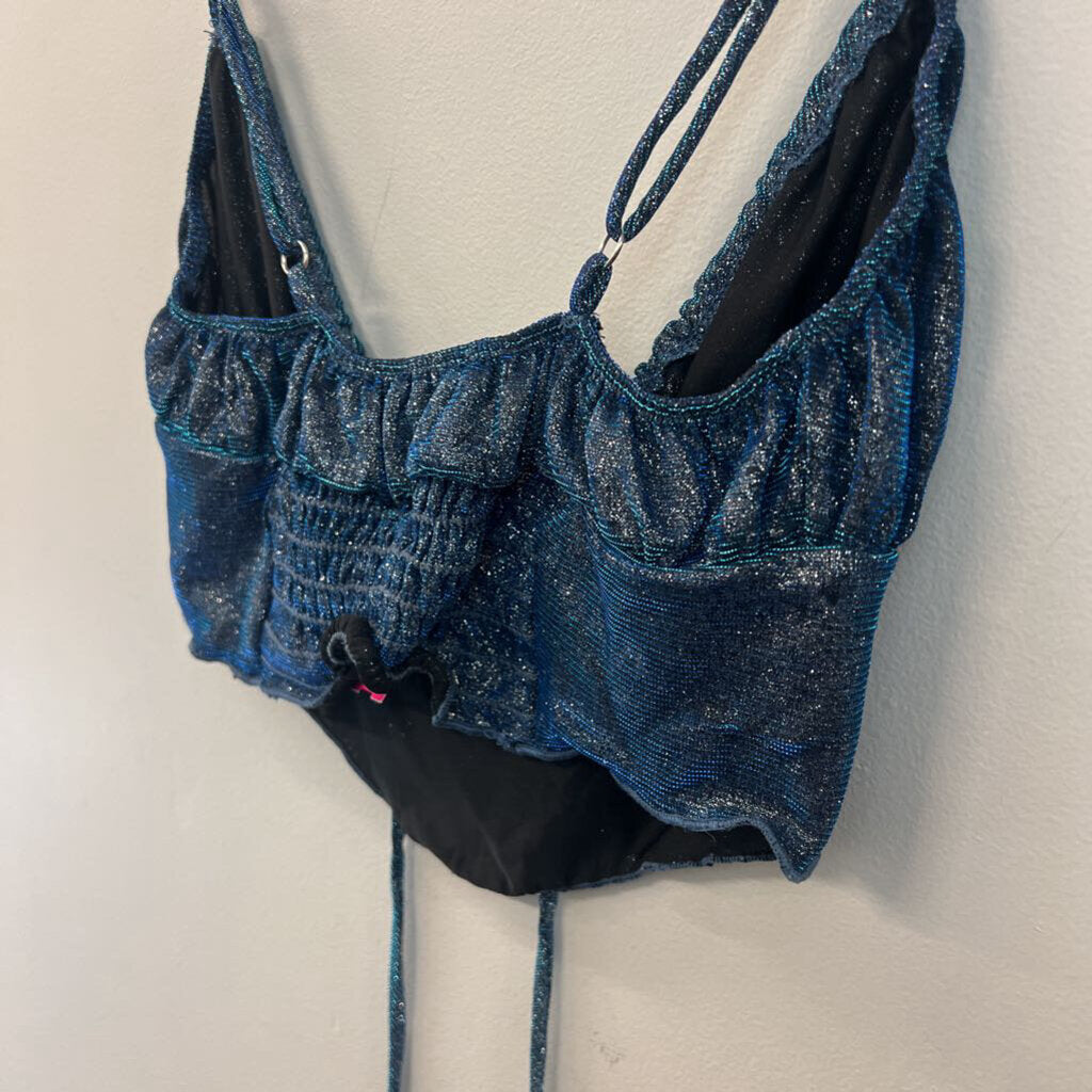Urban Outfitters Blue Shimmer Cropped Tank Top Small