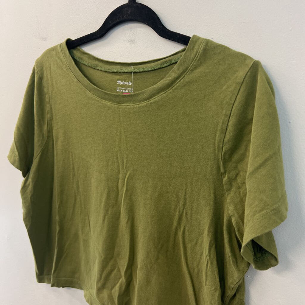 Madewell Green Cropped Short Sleeve Boxy Top Medium