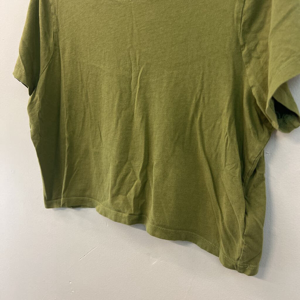 Madewell Green Cropped Short Sleeve Boxy Top Medium