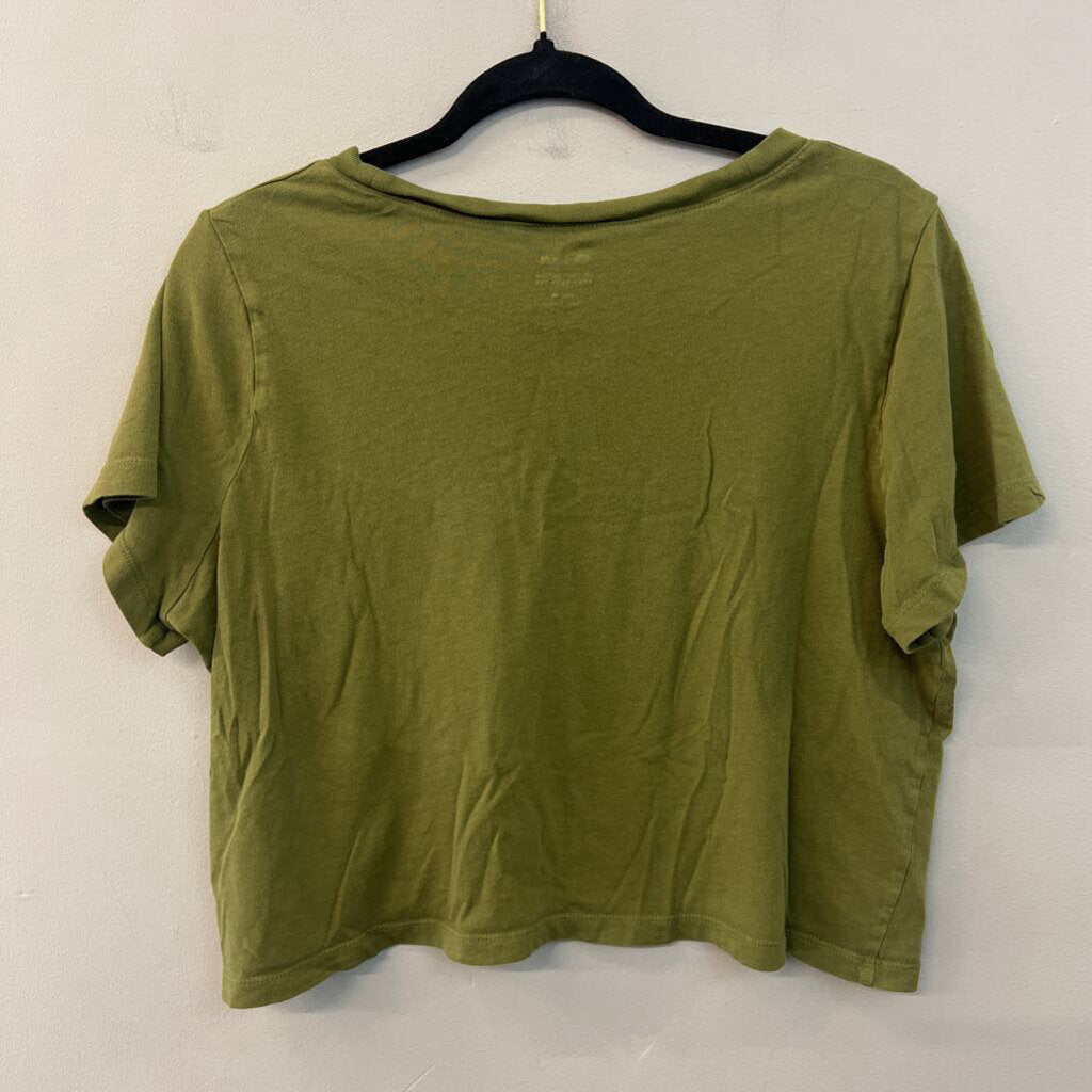 Madewell Green Cropped Short Sleeve Boxy Top Medium
