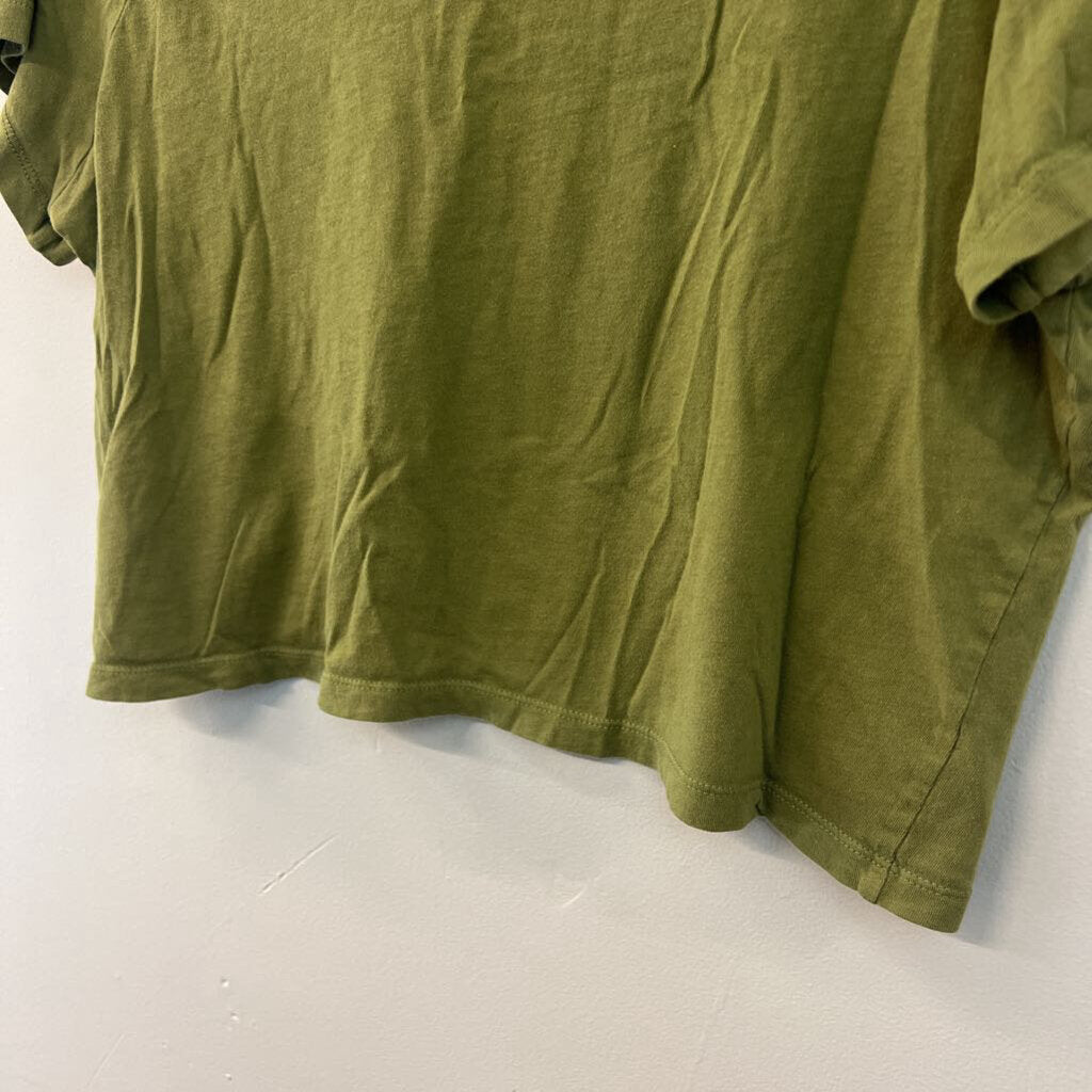 Madewell Green Cropped Short Sleeve Boxy Top Medium