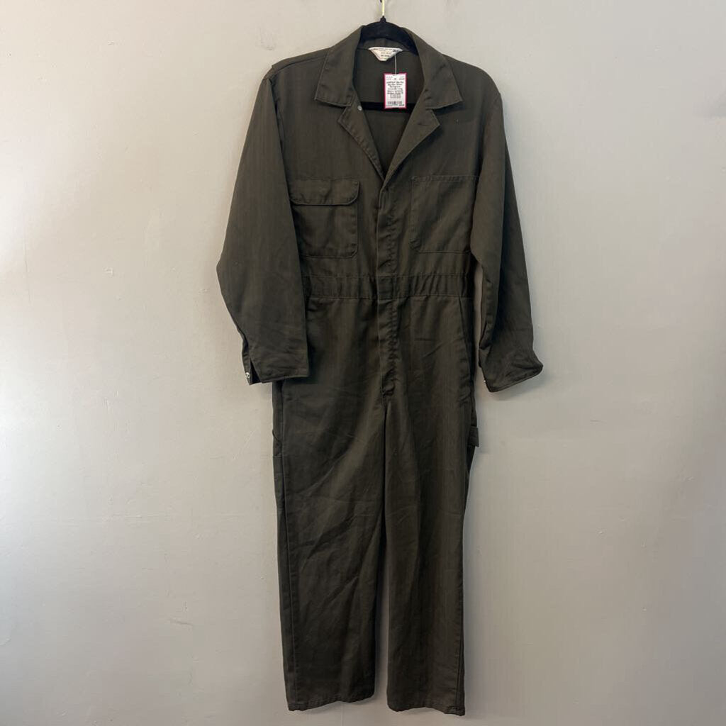 Big Mac Green Heringbone Coveralls Long Sleeve Jumpsuit Medium