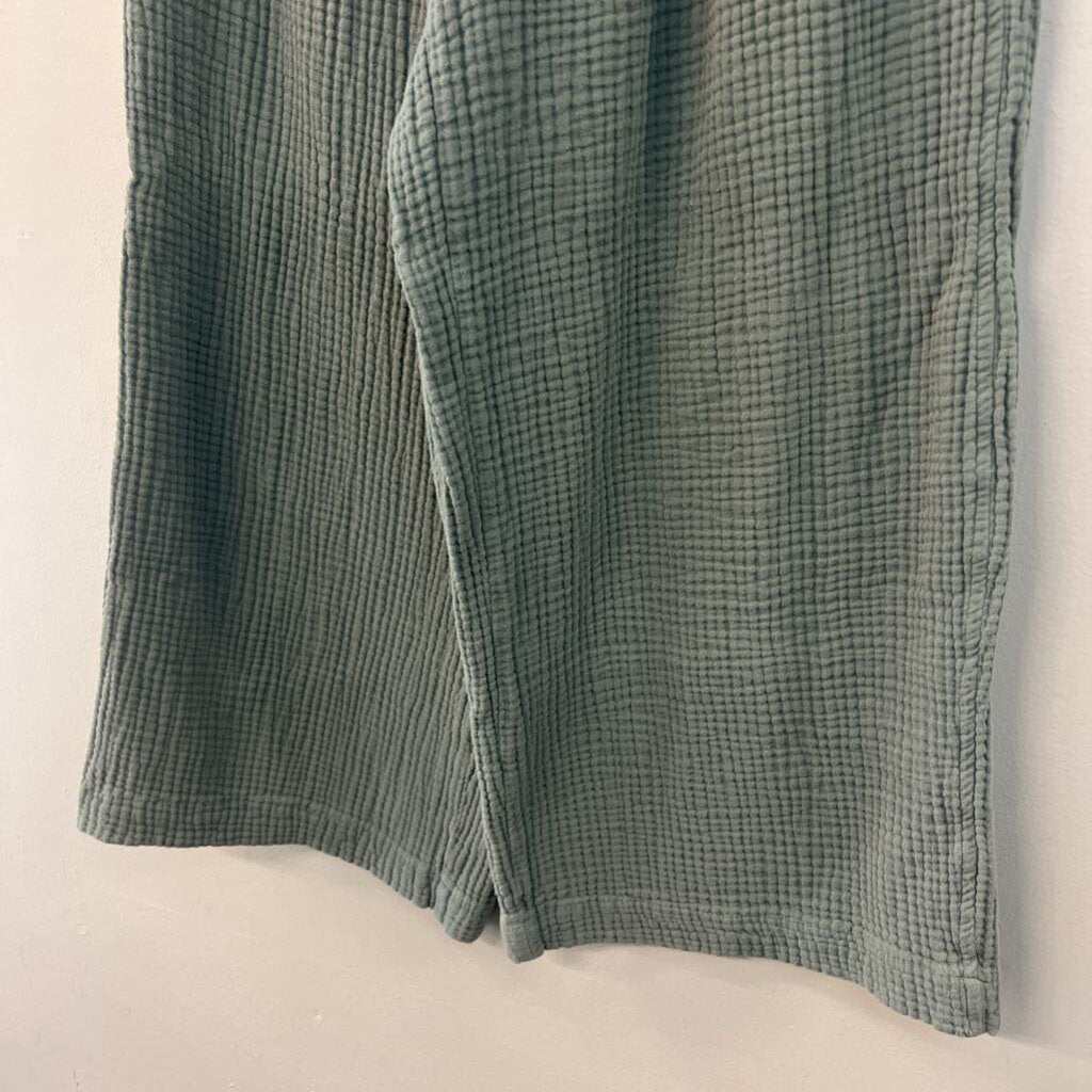 Madewell Green Textured Wide Leg Pull On Pants Small