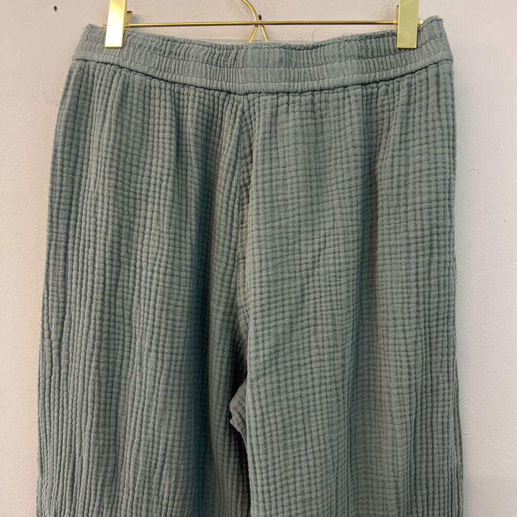 Madewell Green Textured Wide Leg Pull On Pants Small