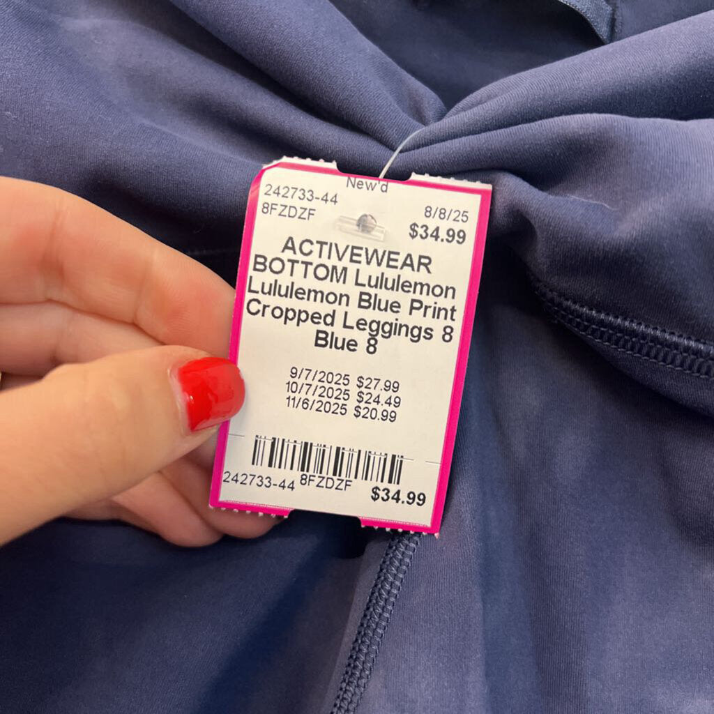 Lululemon Blue Print Cropped Leggings 8
