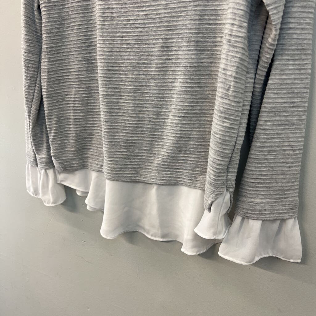 Loft Grey/ White Layered Long Sleeve Top Medium