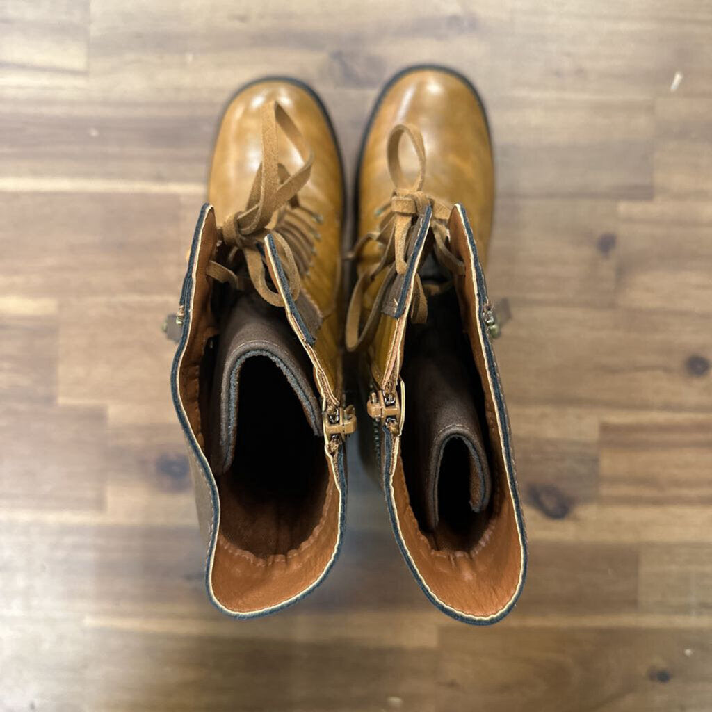 Pierre Dumas Brown Leather Lace Up Ravenna Boots 8.5