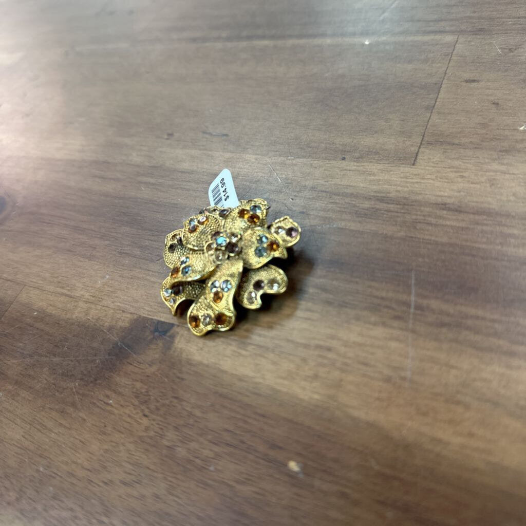 Vintage 70's Gold/ Multi Flower Brooch