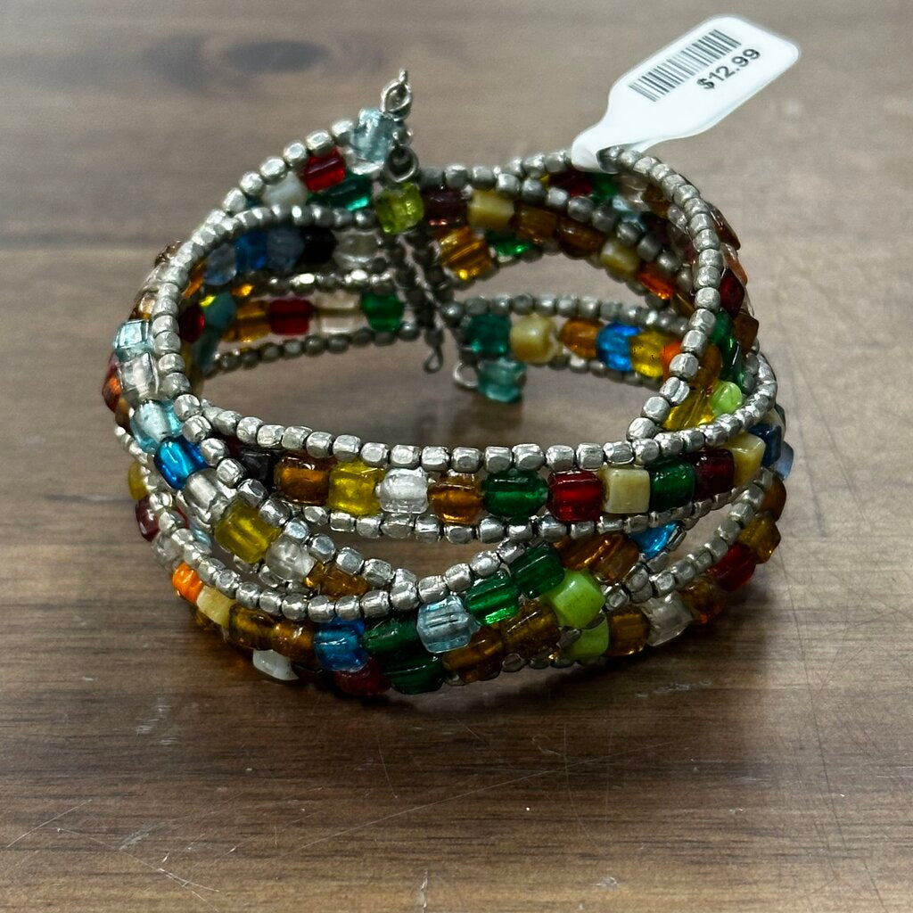 Multi Color Beaded Wrap Thick Bracelet