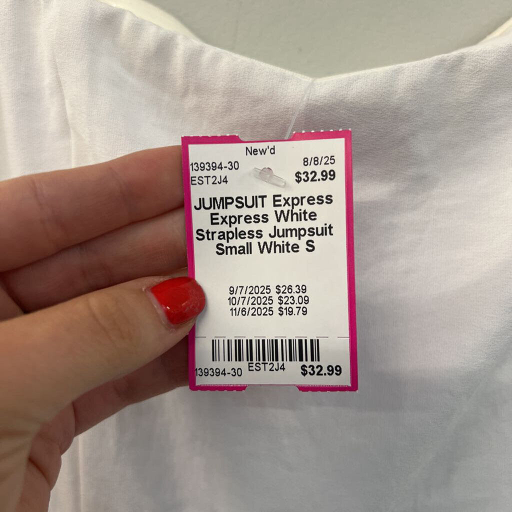 Express White Strapless Jumpsuit Small