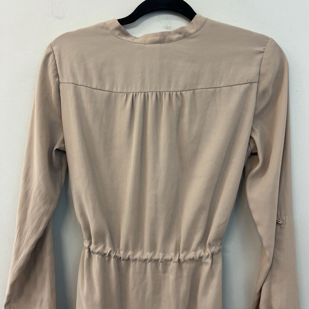 H&M Light Brown Long Sleeve Tie Waist Dress 6