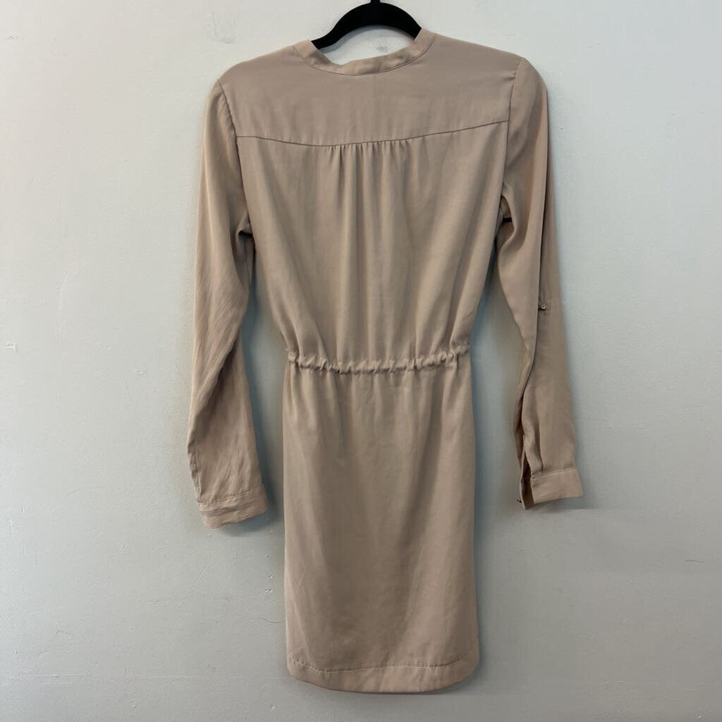 H&M Light Brown Long Sleeve Tie Waist Dress 6