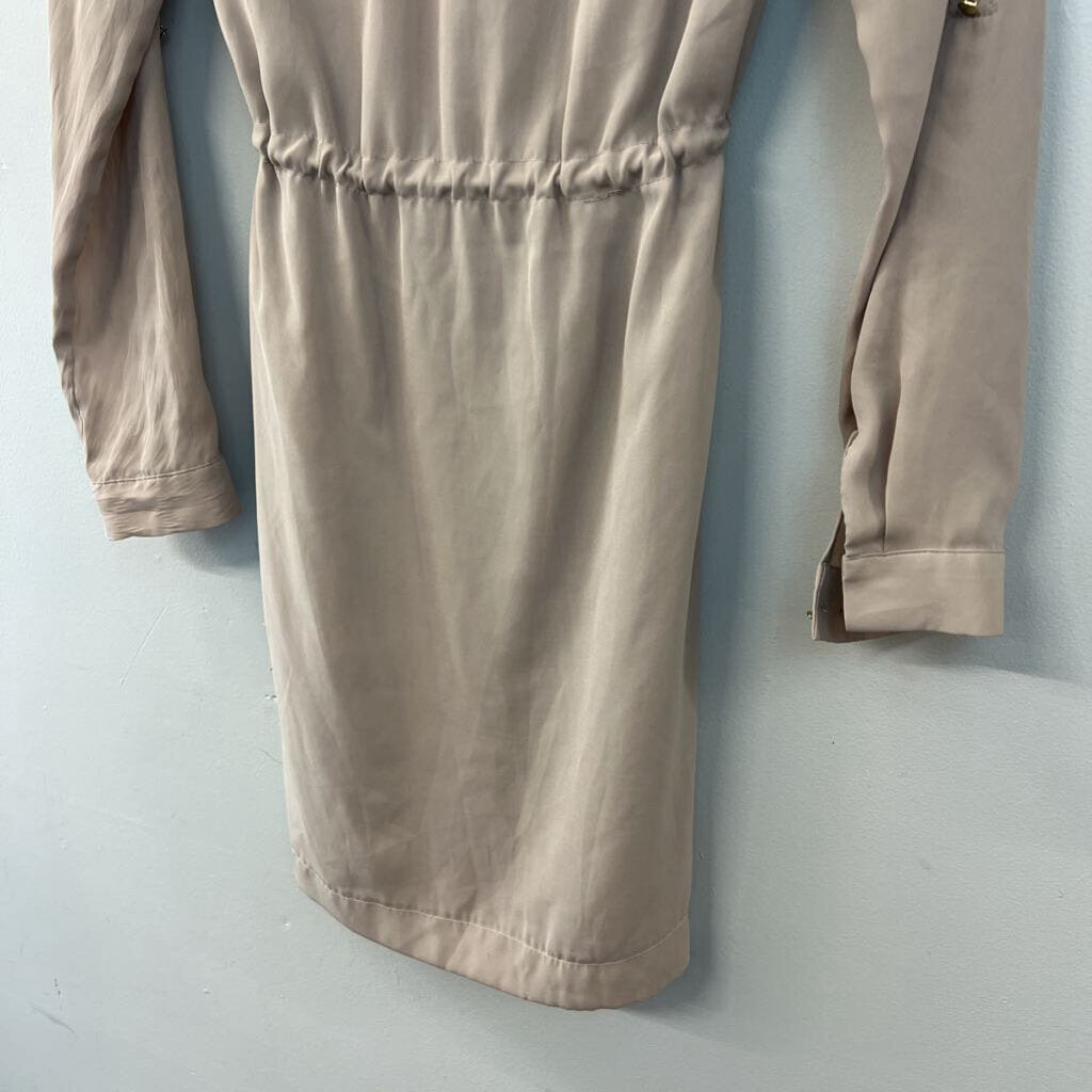H&M Light Brown Long Sleeve Tie Waist Dress 6