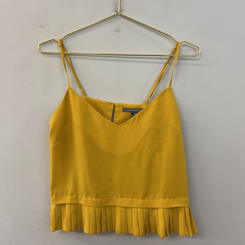 Mustard Yellow Pleated Peplum Tank Medium