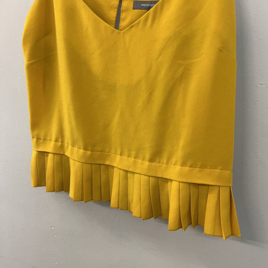 Mustard Yellow Pleated Peplum Tank Medium