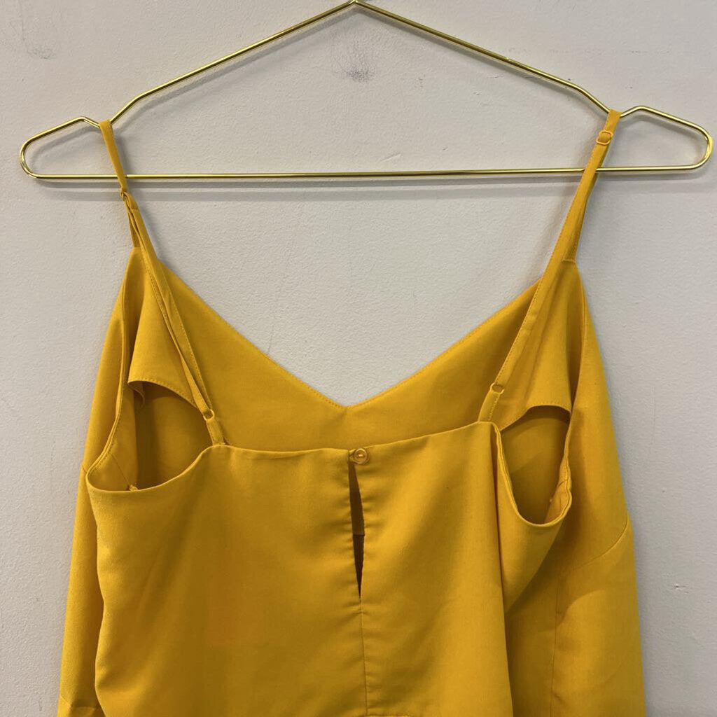 Mustard Yellow Pleated Peplum Tank Medium
