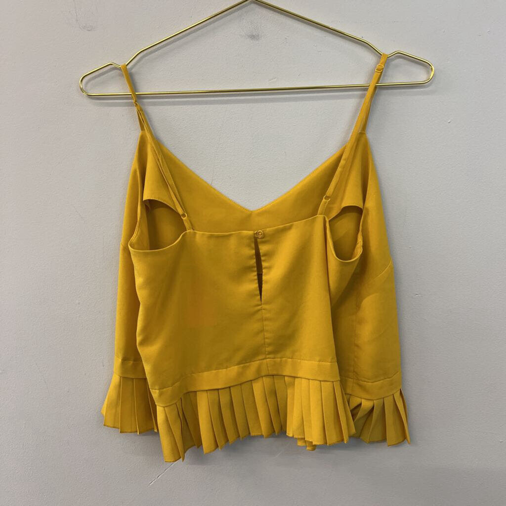 Mustard Yellow Pleated Peplum Tank Medium