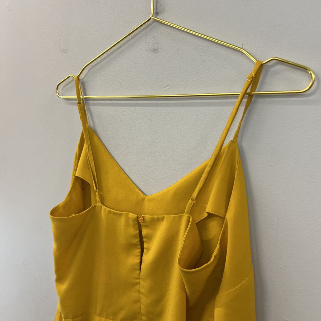Mustard Yellow Pleated Peplum Tank Medium