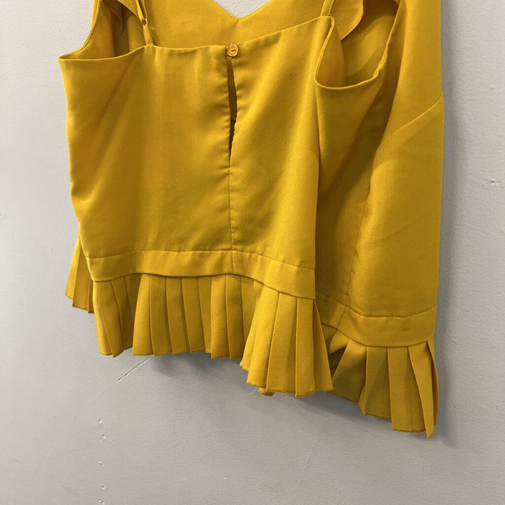 Mustard Yellow Pleated Peplum Tank Medium