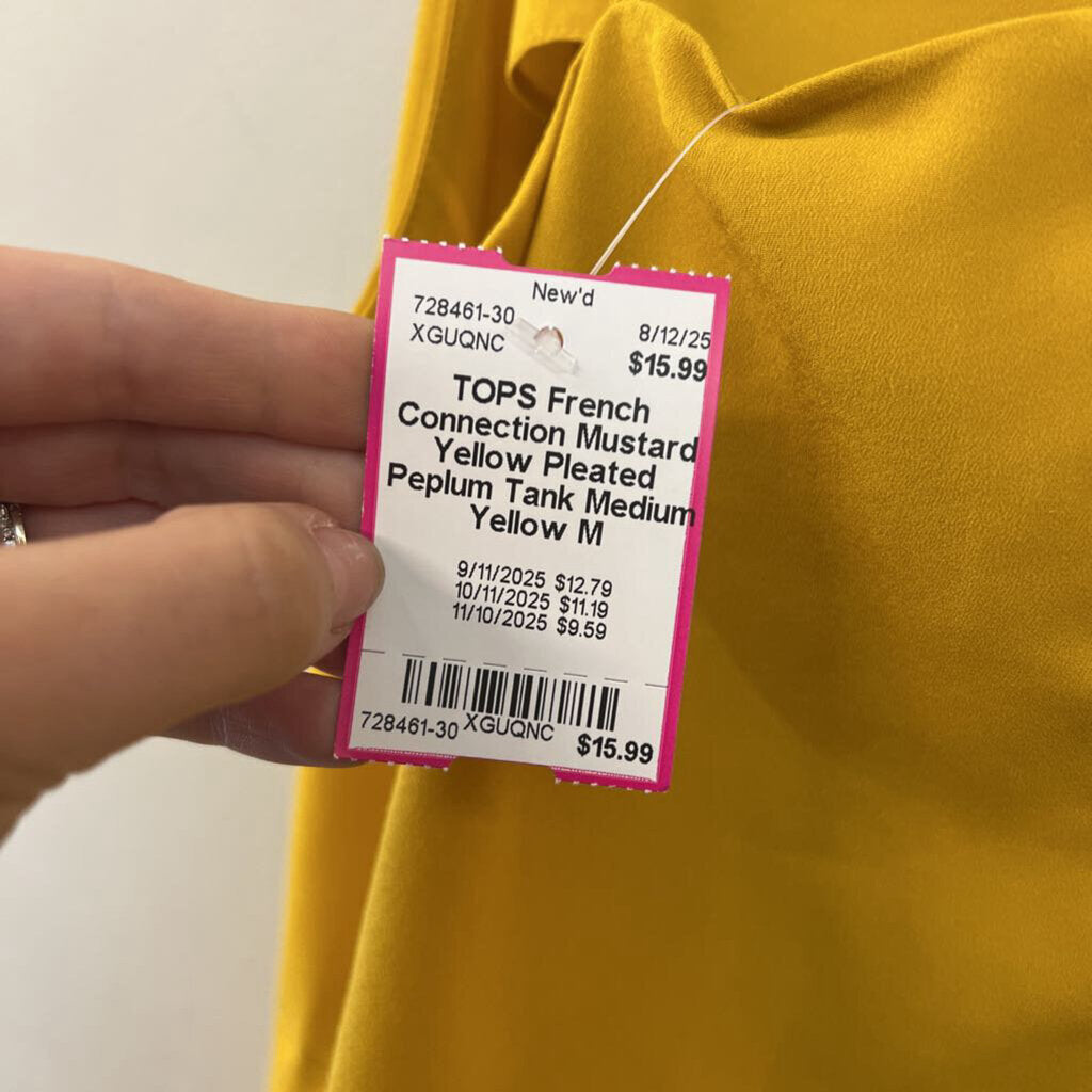 Mustard Yellow Pleated Peplum Tank Medium