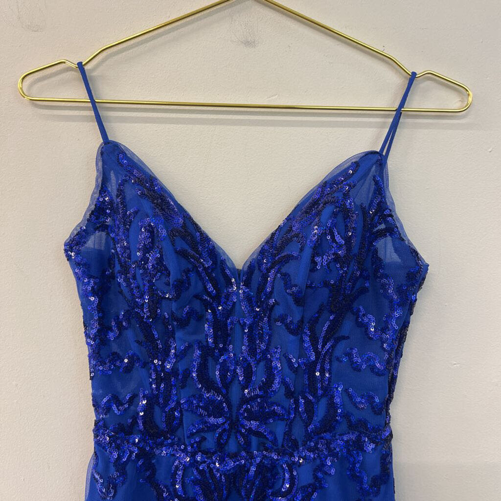 Ava Presley Royal Blue Sequin Design Short Formal Dress 2