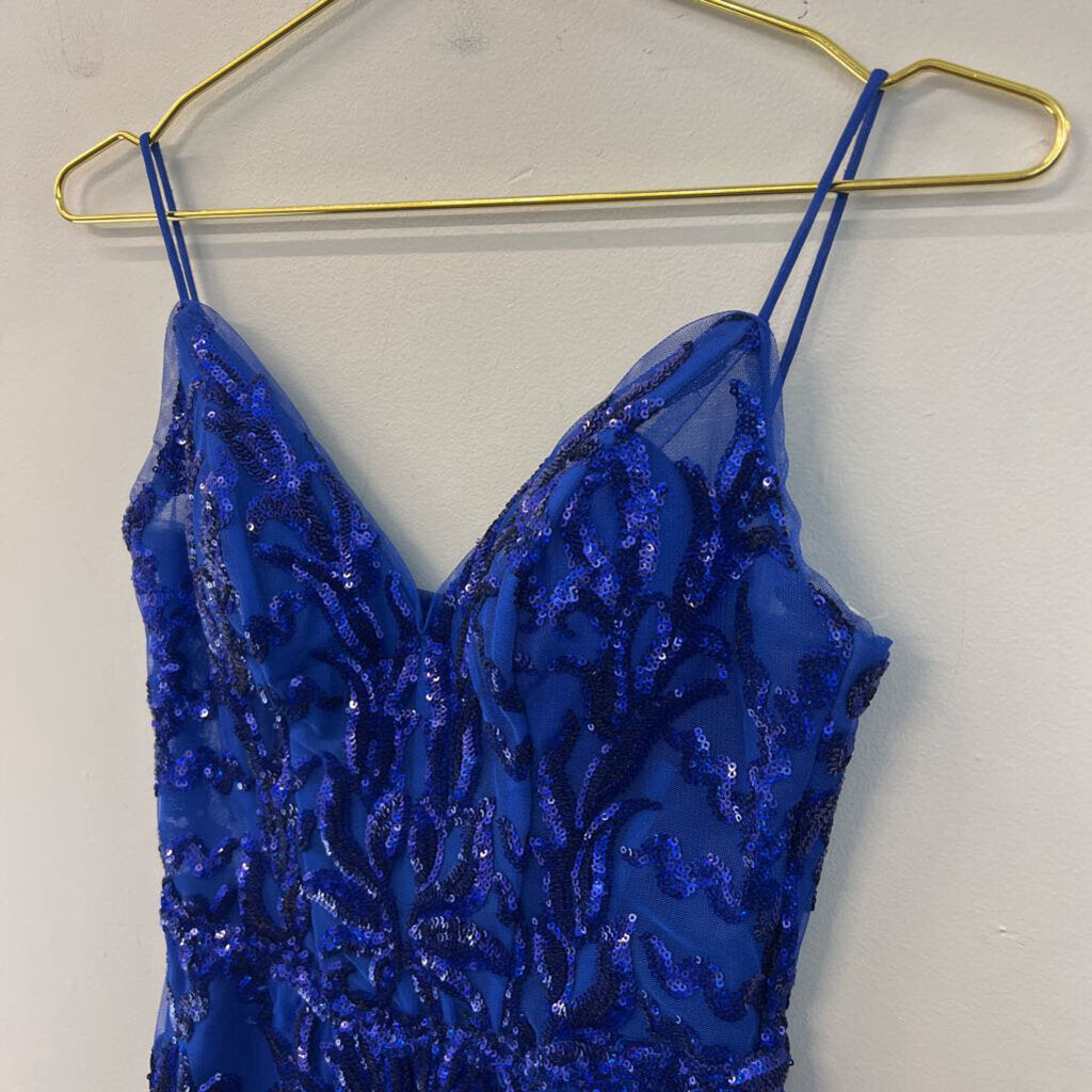 Ava Presley Royal Blue Sequin Design Short Formal Dress 2