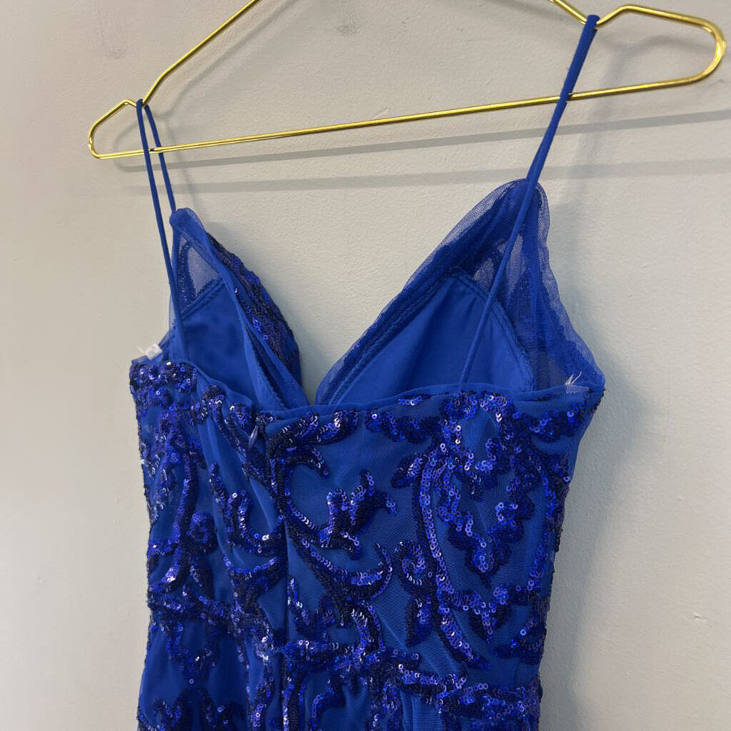 Ava Presley Royal Blue Sequin Design Short Formal Dress 2
