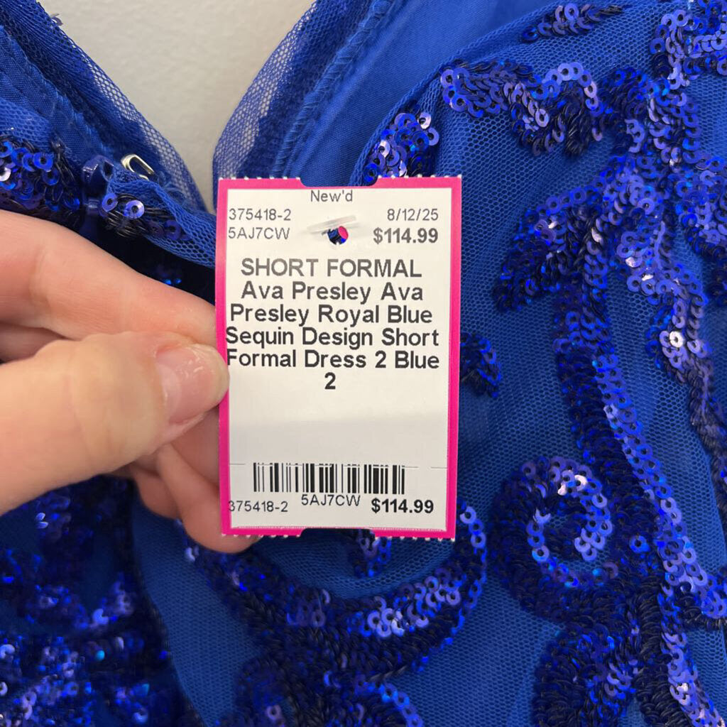 Ava Presley Royal Blue Sequin Design Short Formal Dress 2